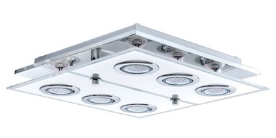 LED Deckenlampe Deckenleuchte Edelstahl in chrom Glas satiniert, klar GU10