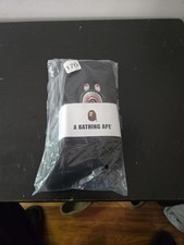 A Bathing Ape BAPE Shark Face Embroidered Black Crew Socks