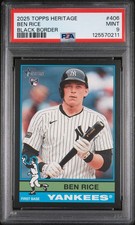 2025 TOPPS HERITAGE BLACK BORDER #406 BEN RICE PSA 9