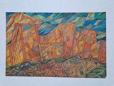 UBERTO BONETTI Aerovista di SERAVEZZA Palazzo Mediceo  20x31  anni '30  archivio