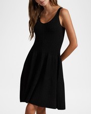 Talbots Sleeveless Fit N Flare Knit Dress Black Medium