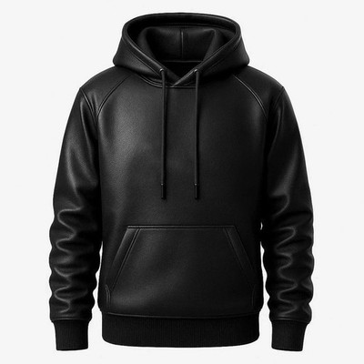 Herren Echt Premium Luxus Leder Handarbeit Hoodie Schwarz Grün Blau Rot