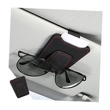 Sunglasses Holder for Car Sun Visor, Magnetic Leather Glasses Hanger Black