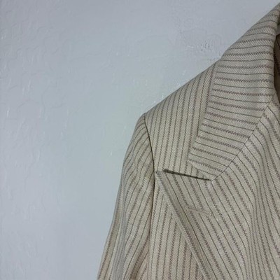 【専用品】RALPH LAUREN　パープルタグ　シルクジャケット　ストライプ Ralph Lauren Purple Label Blazer Womens 8 Beige Silk Linen