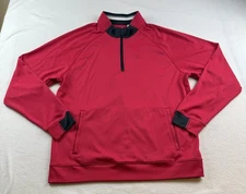 Cutter & Buck Mens CB Drytec 1/4 Zip Pullover Large Red 50+ UPF