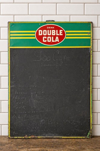 Rare Vintage Double Cola Chalkboard Advertising Sign