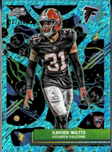 Xavier Watts 2025 Topps Chrome Cosmic RC Teal Refractor 27/199 Atlanta Falcons