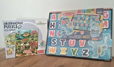 Set 2 PUZZLES: Kinderwecker: EcoFarm + Alphabet: ab 3 Jahren: Neu