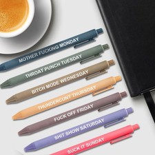 7 Pcs funny pens with Sayings for Each Day of The Week,Novelty Pens for gift