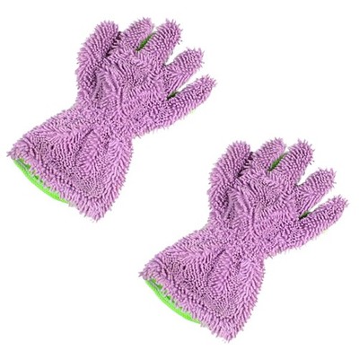 2PCS Car Wash Mitts, Double Sided Chenille Microfiber Dusting Gloves with 5-F...