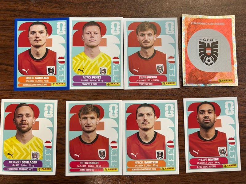 Panini World Cup 2026 Sticker Lot - Austria Brand New 8 Stickers