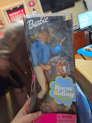 Barbie Horse Riding Fashion Doll 11in 1990 Blonde Blue Eyes w/ Horse NRFB