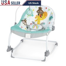 2-in-1 Infant Toddler Rocker Vibrating Seat W/ Toy Bar Portable Multi-Use Chair