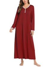 Ekouaer Womens Long Sleeve Nightgown Sleepwear Dress S-4XL