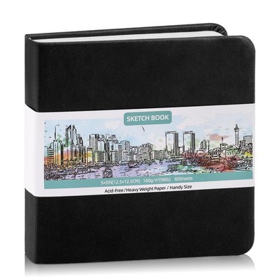 Hardcover Pocket Sketchbook, 5'' x 5'' Square Mini Sketchbook, 98lb/160gsm Heav...
