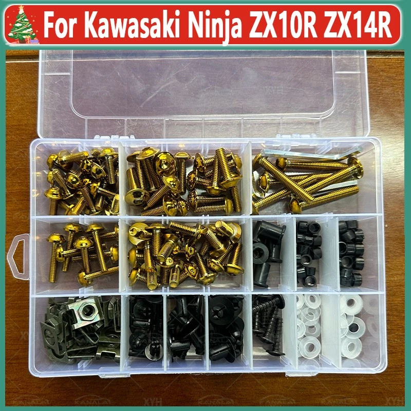 192PCS 304 Stainless Steel Fairing Bolts Kit Screws For Kawasaki Ninja ZX10R 14R Foto 2 de 4
