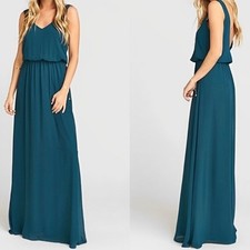 show me your mumu kendall maxi dress emerald chiffon women size xlarge xl