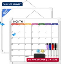 VITEVER Calendar Whiteboard for Wall, Double-Sided Dry Erase Board, Hanging Mont