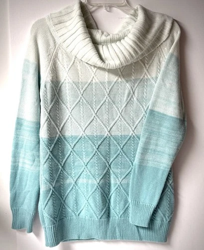 New York & Company Women's Turquoise Cowl Neck Pullover Sweater -SIZE M