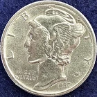 1937-P Mercury Silver Dime AU/BU
