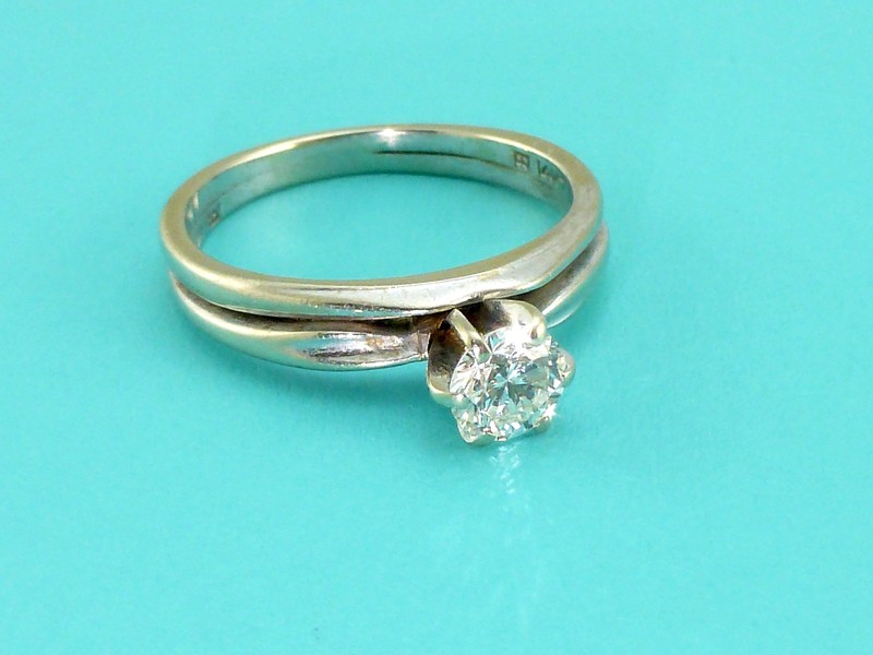 Vintage 14K White Solid Gold, Natural Solitaire Diamond Ring Size 5.5 Not Scrap
