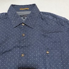 Ted Baker London Button Down Shirt Blue Micro Dot Geometric Collar Size 3