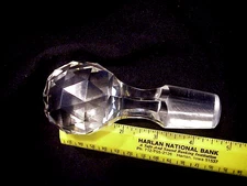 BIG 2 '' X 4 1/2'' TALL ANTIQUE CUT GLASS BOTTLE STOPPER ORNATE