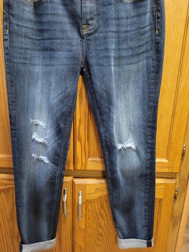 NWOT Blue Denim Cuffed Skinny Jaggar Jeans By VIGOSS Sz 10/30. Shredded Knees. - Picture 3 of 11