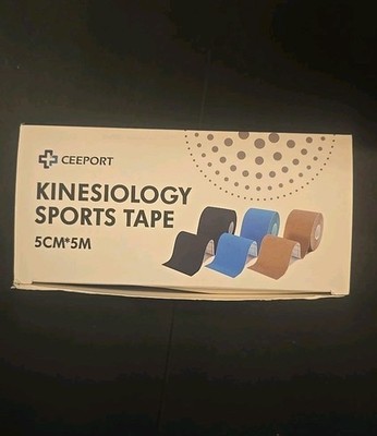 Ceeport, Kinesiology Sports Tape, 5cm×5m Black, Beige,Blue, NEU