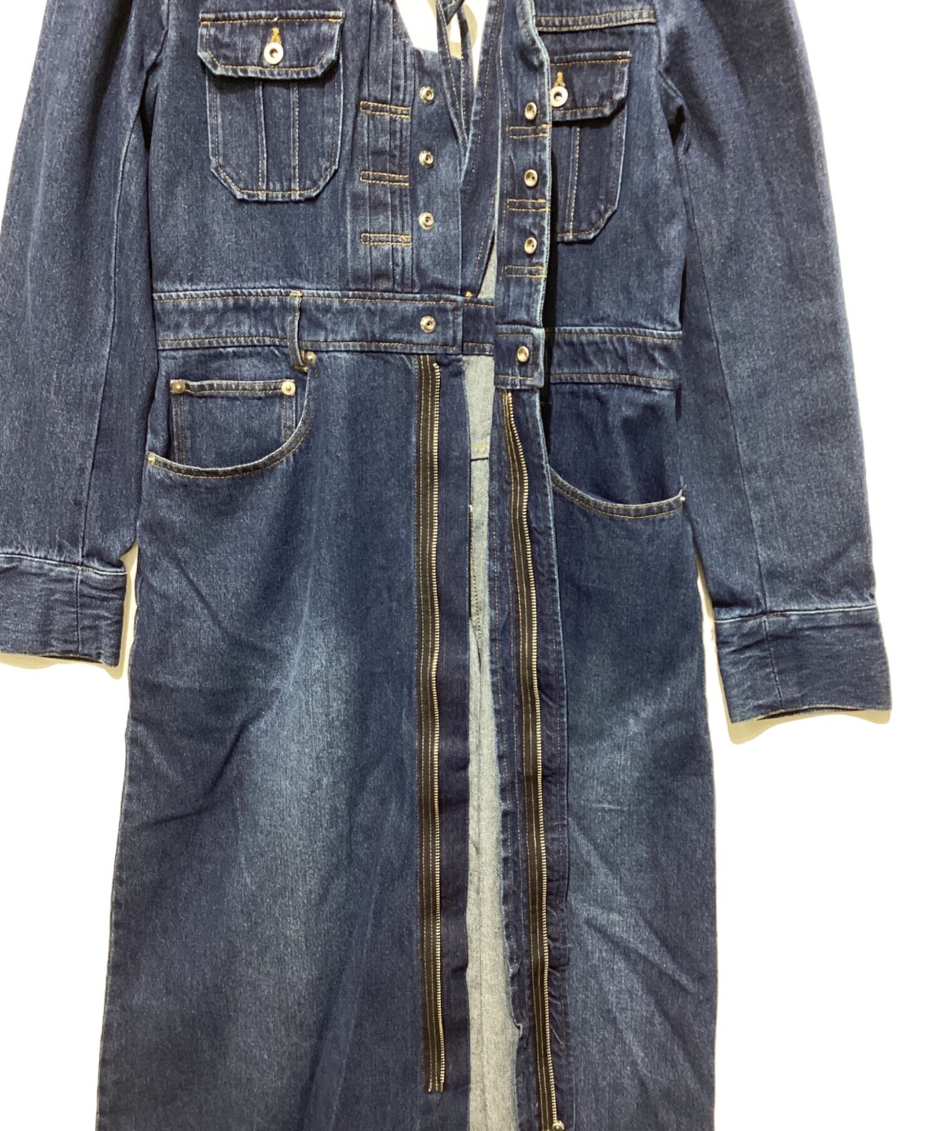 Ameri Adorable Back Ribbon Denim Dress/ Indigo/ S… - image 3