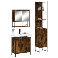 BadmöBel Set 3-Teilig RäUchereiche Holzwerkstoff FüR Badezimmer