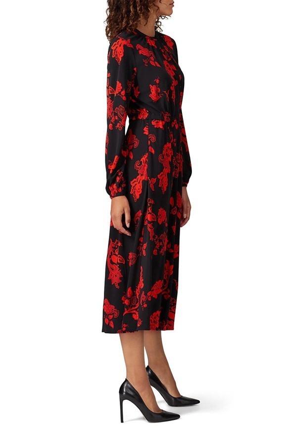 Tory Burch Paisley Bow Neck Long Sleeve Midi Dress Small thumbnail 2