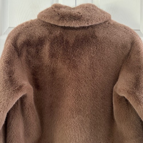 STAND STUDIO Faux Fur Camille Cocoon Mini Coat Brown Girl's Size 10 Yrs - Picture 8 of 14