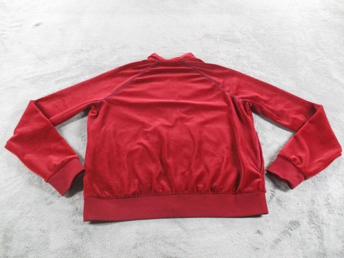 Nike Jacket Womens Medium Red Velour Full Zip Track Warm Up Retro Swoosh Logo - Picture 14 of 15