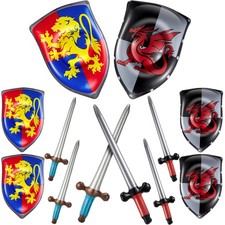 4 Pcs Inflatable Sword  Shield Set - Medieval Knight Party Favors, Cosplay Prop