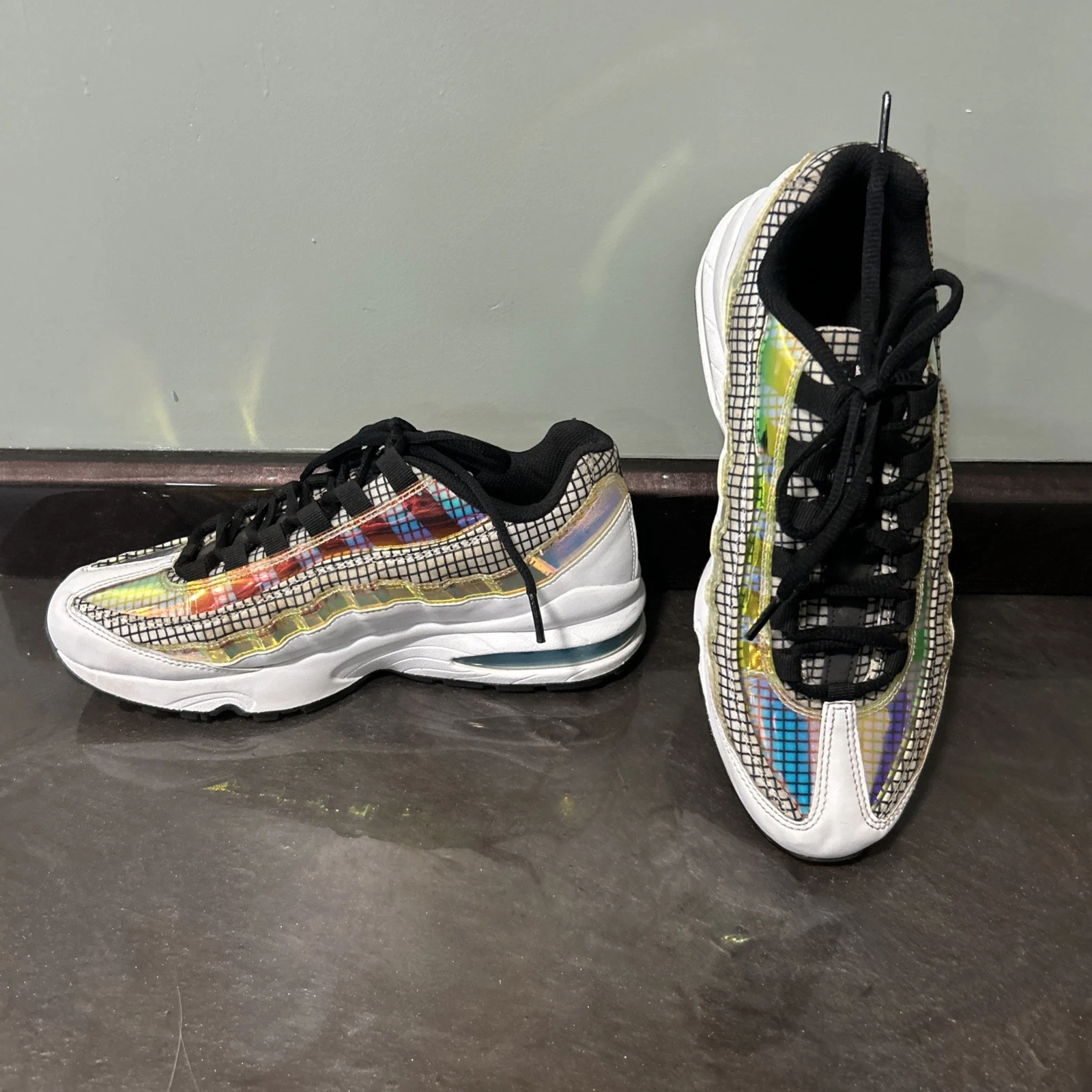 Nike Air Max 95 bianco blu sguardo ragazzo taglia 7 anni