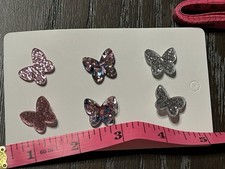 3 Pair Glittery Butterfly Stud Earrings Women Girls New