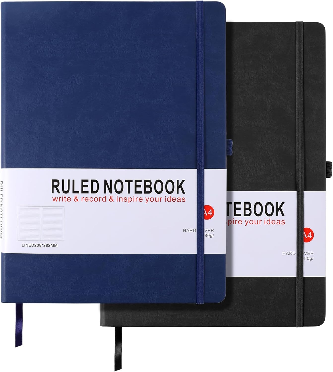 2 Pack Notebook A4 Lined Journal Notebook Hardcover Notepad A4 with Bookmark, P