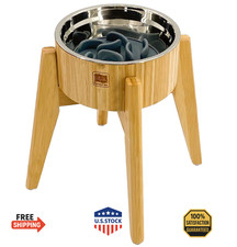 Dog Bowl Slow Feeder - 12" Tall, Elevated, Raised Single Food Station Stand