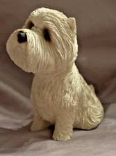 West Highland Terrier Westie White Dog Sandicast Figurine Handpainted USA