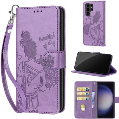 Fr Samsung Galaxy S26 S25 S24 S23 S22 S21 Embossed Card Holder Folio Wallet Case