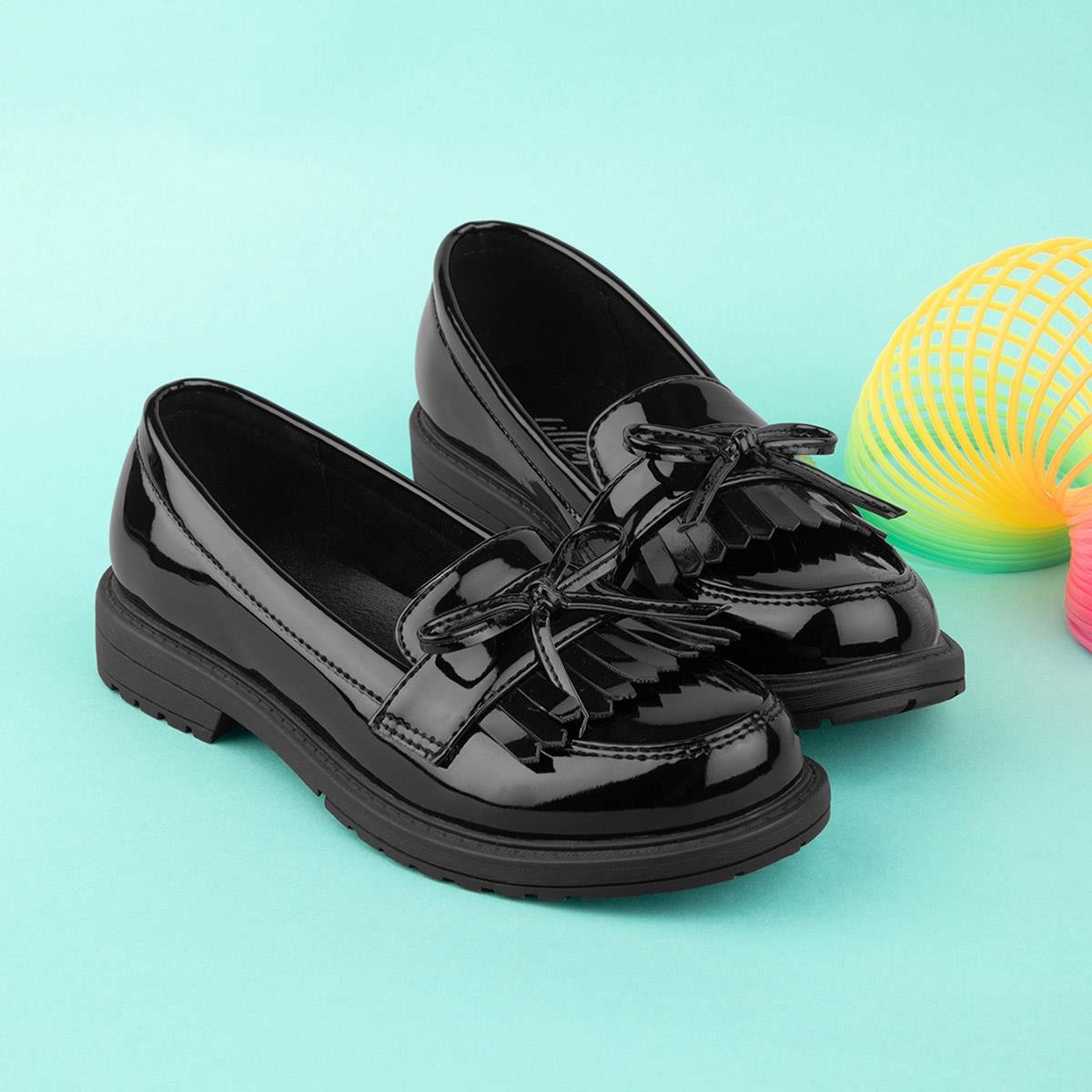 Lilley Girls Shoes Black Kids School Loafer Slip On Patent Fallon