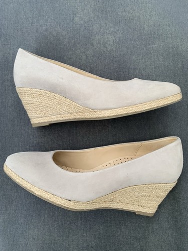 Women’s Gabor Beige Espadrille Wedges Suede & Leather Cushion Insole Sz 4.5 VGC - Picture 3 of 9