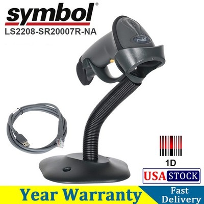 Symbol Zebra LS2208-SR20007R-NA 1D Laser Barcode Scanner POS Reader w/ USB Cable