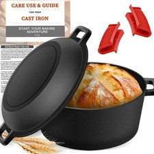 Gusseisen Dutch Oven 26cm Brotbackform 5L mit Deckel Koch- und Backtopf