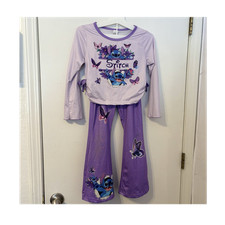 Disney Stitch Lilo  Stitch Girls Purple 2-Piece Long Sleeve Pajama Set 10