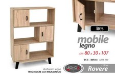 MOBILETTO Libreria ANTE ARMADIO Scaffale Moderna Ripiani MOBILE ROVERE 107*80*30