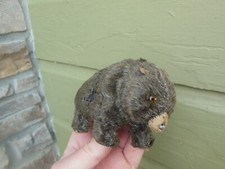 1940'S-50'S Vintage Wind-Up Mohair Brown Grizzly Bear Made in Occupied Japan