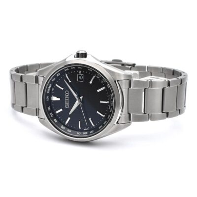 SEIKO SELECTION SBTM291 Titanium Radio Solar Watch Black Dial 39.5