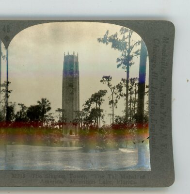 Taj Mahal of America Singing Tower Mountain Lake Florida FL Keystone Stereoview